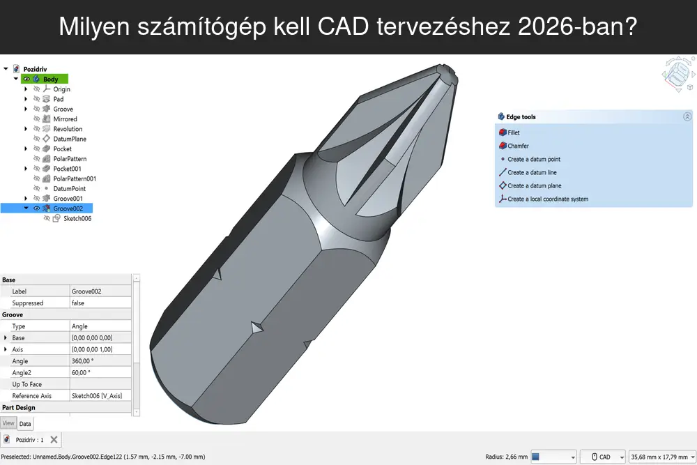 FreeCAD, SolveSpace: milyen számítógép kell CAD tervezéshez 2026-ban?